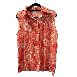 Vintage 1970's Donna Kenny Sleeveless Floral Tank Tunic Size XL Lightweight